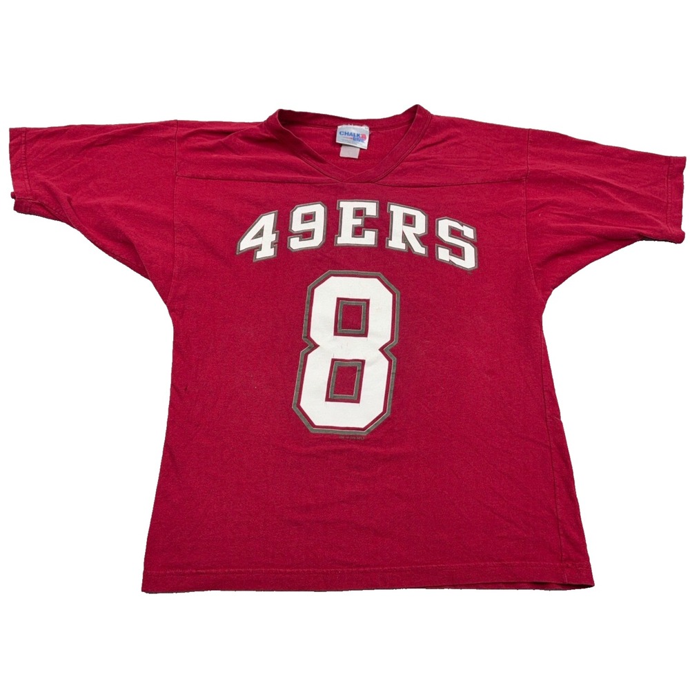 Vintage San Francisco 49ers Shirt Men Large Steve Young Tee 90s Chalk Line NFL